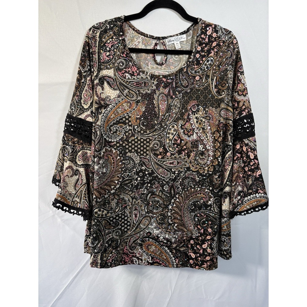 Stem & Vine Woman's Top Size XL Long Sleeve Pullover Sequin